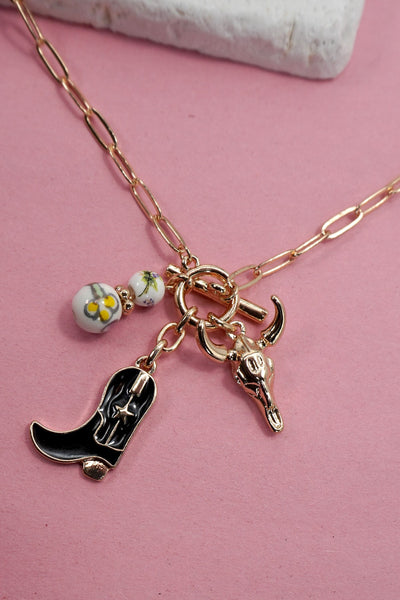CERAMIC PORCELAIN WESTERN CHARM TOGGLE NECKLACE | 80N91669