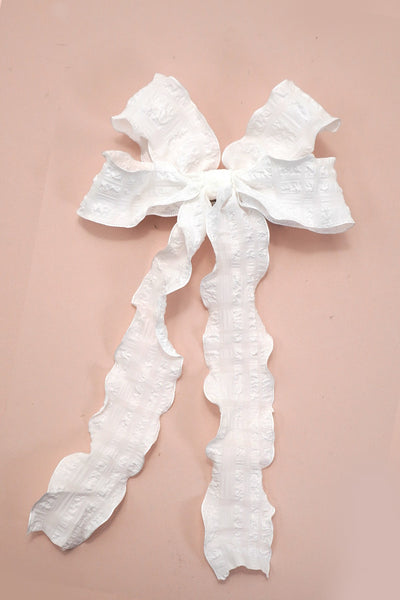 PRETTY TEXTURED CHECKER BOW RIBBON HAIR CLIPS | 40H925