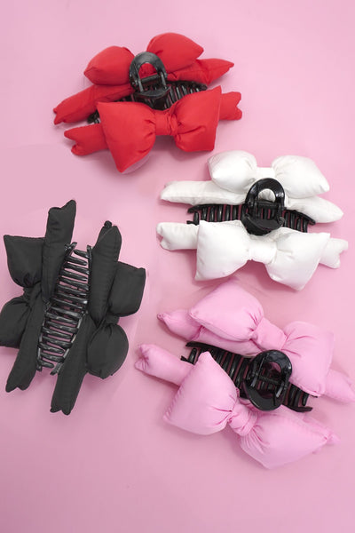 LARGE TRENDING PUFFY BOW RIBBON HAIR CLAW CLIPS | 40H927