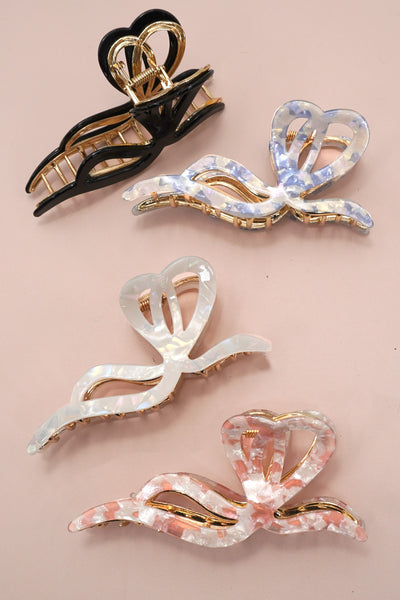 PREMIUM PVC TOILE PATTERN BOW HAIR CLAW CLIPS | 40H928