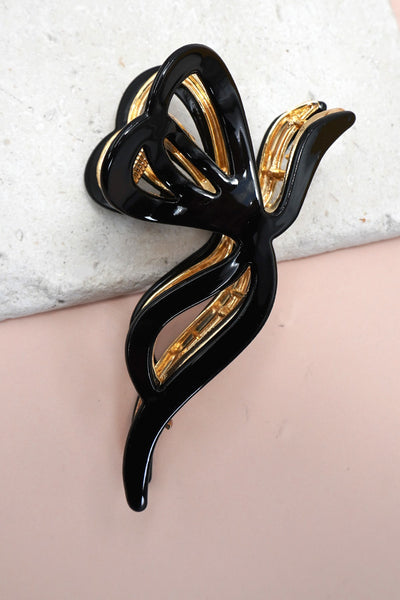 PREMIUM PVC TOILE PATTERN BOW HAIR CLAW CLIPS | 40H928