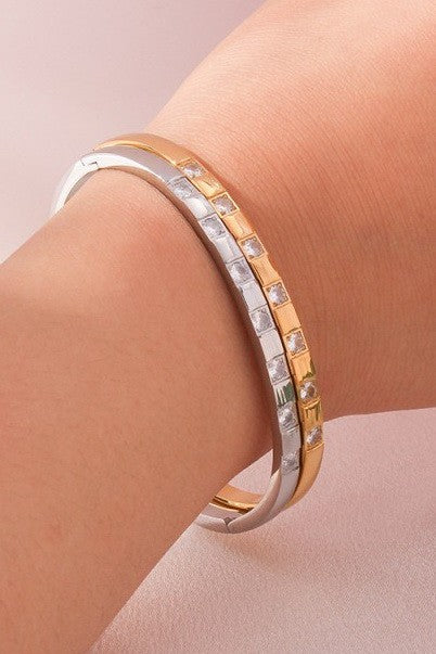 18K STAINLESS STEEL TARNISH FREE RHINESTONE BANGLE | 40B5146