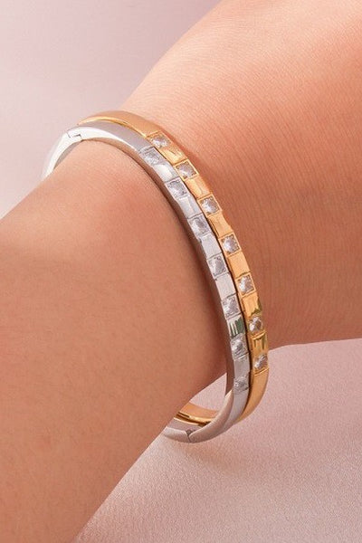 18K STAINLESS STEEL TARNISH FREE RHINESTONE BANGLE | 40B5146