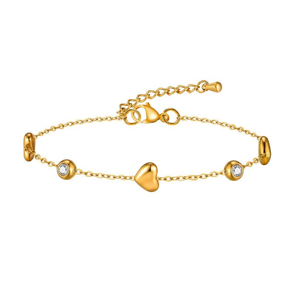 18K STAINLESS STEEL TARNISH FREE HEART BRACELET | 40B5143
