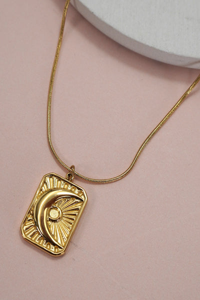 18K STAINLESS STEEL TARNISH FREE MOON NECKLACE | 40NK9446