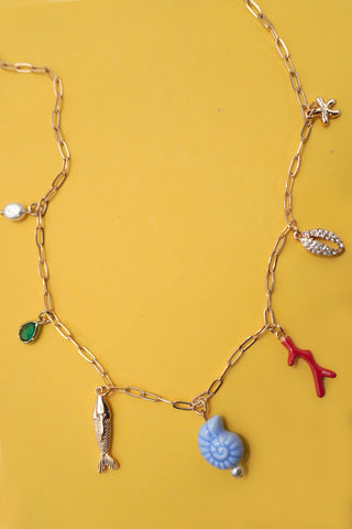 CHARM NECKLACE-FISH PUKA SEASHELL STAR FISH | 25N960