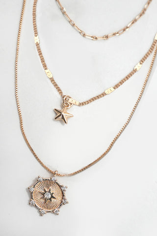 MULTI LAYER SET STARBURST PENDANT NECKLACE | 25N982