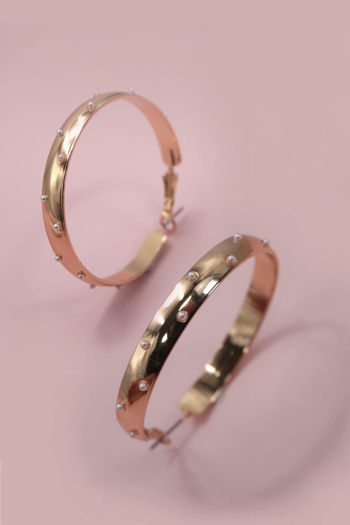PEARL STUDDED HOOP EARRINGS | 31E50558