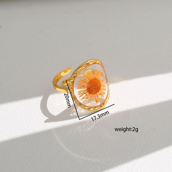 18K STAINLESS STEEL TARNISH FREE FLORAL RINGS | 40R104