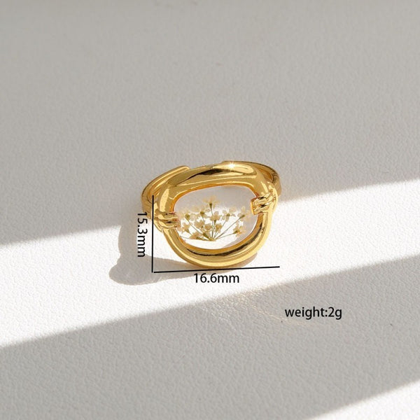 18K STAINLESS STEEL TARNISH FREE FLORAL RINGS | 40R104