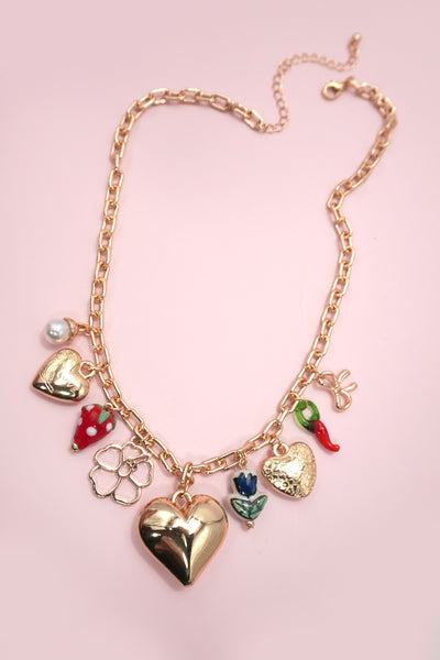 CHARM NECKLACE-PORCELAIN HEART STRAWBERRY | 80N91699