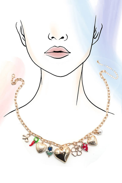 CHARM NECKLACE-PORCELAIN HEART STRAWBERRY | 80N91699