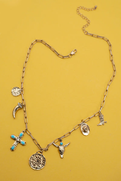 CHARM NECKLACE-WESTERN CROSS COWBOY HAT | 80N91684