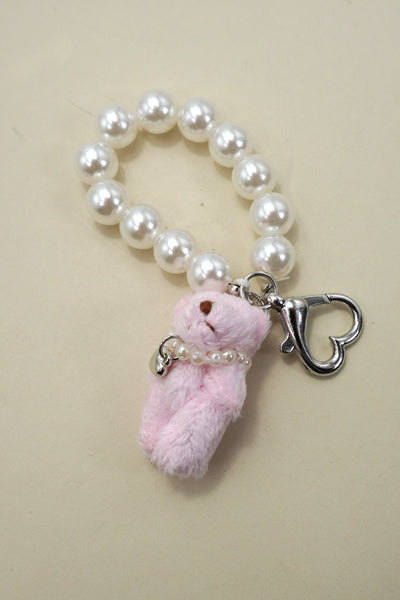 PEARL HEART BEAR PEARL BAG CHARM KEYCHAINS | 40KC154
