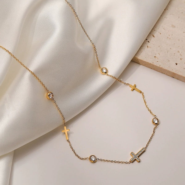 18K STAINLESS STEEL TARNISH FREE CROSS NECKLACE | 40NK9453