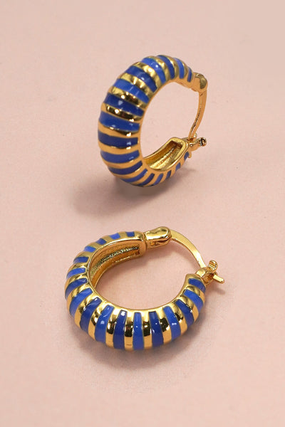 COLORFUL ENAMEL HUGGIE HOOP EARRINGS | 40E360