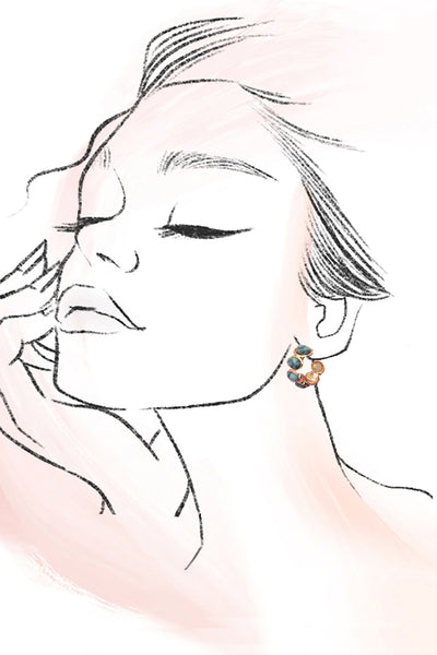 OVAL NATURAL STONE TURQ HOOP EARRINGS | 80E6656