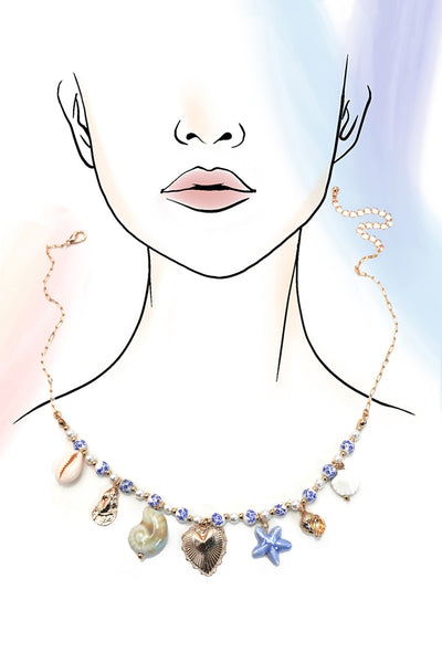 CHARM CERAMIC PORCELAIN NECKLACE-HEART SEA LIFE | 80N91706