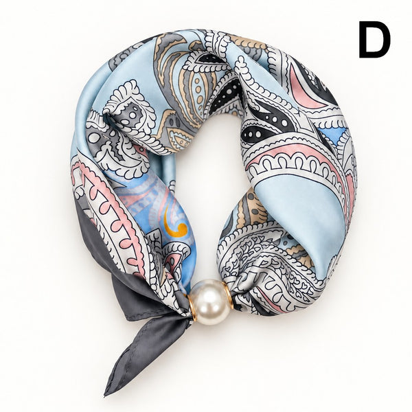Silk Feel Pearl Magnetic Clasp Scarf Necklace | 40NK9802