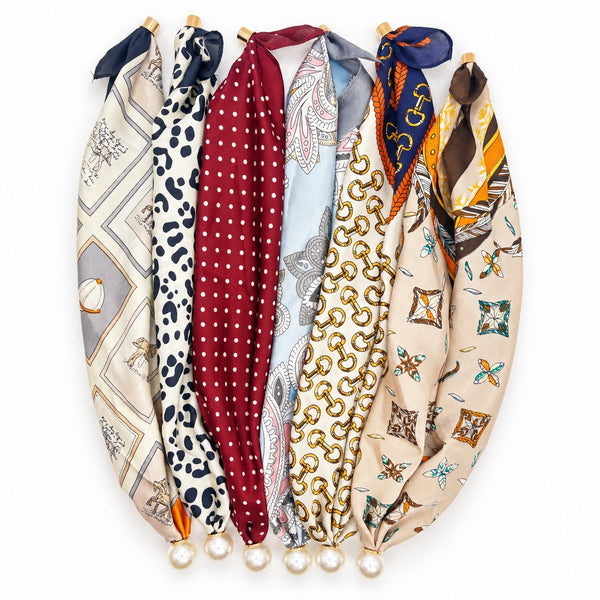 Silk Feel Pearl Magnetic Clasp Scarf Necklace | 40NK9802