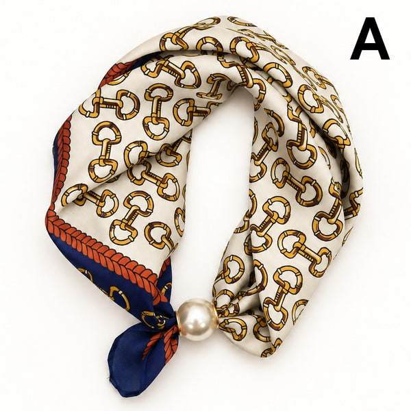 Silk Feel Pearl Magnetic Clasp Scarf Necklace | 40NK9802
