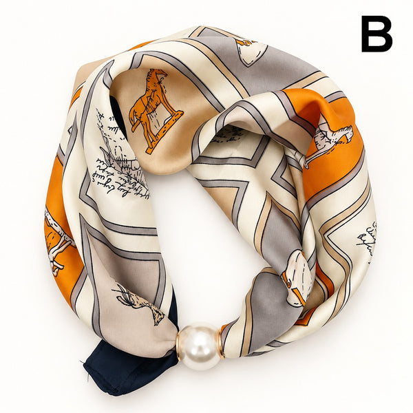 Silk Feel Pearl Magnetic Clasp Scarf Necklace | 40NK9802