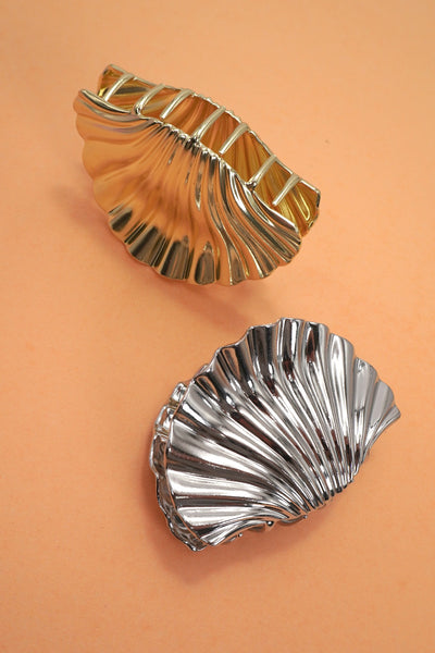 SEASHELL  GOLD SILVER ALLOY HAIR CLAW HAIR CLIP | 40H934