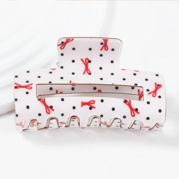 JUMBO  BOW HEART RECTANGLE HAIR CLAW CLIPS | 40H935