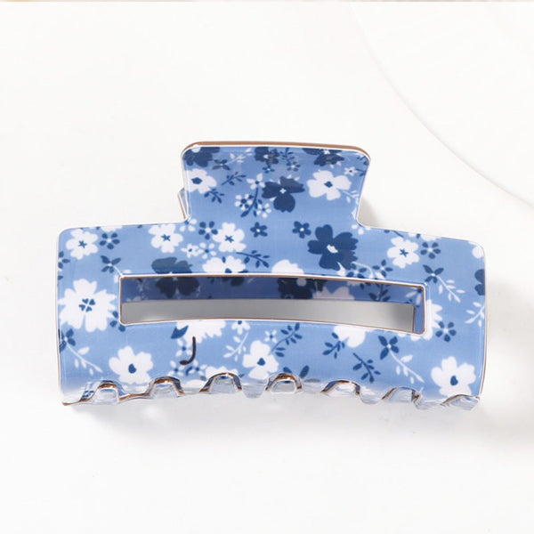 JUMBO FLORAL RECTANGLE HAIR CLAW CLIPS | 40H936