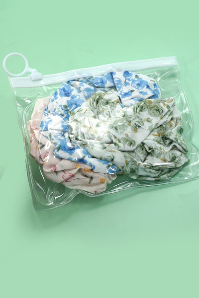 CHIFFON FLORAL TOILE SCRUNCHIES SET OF 3 | 40S738