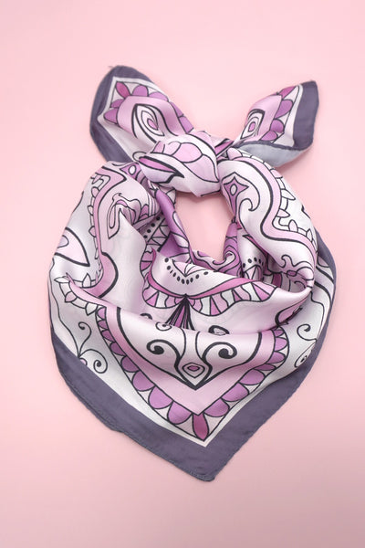 TRADITIONAL AZTEC PRINT SILKY FEEL BANDANA SCARF | 40SC642