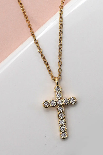 18K STAINLESS STEEL TARNISH FREE CROSS NECKLACE | 40NK9482