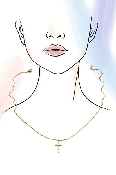 18K STAINLESS STEEL TARNISH FREE CROSS NECKLACE | 40NK9482