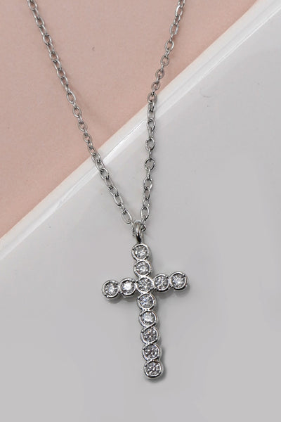 18K STAINLESS STEEL TARNISH FREE CROSS NECKLACE | 40NK9482