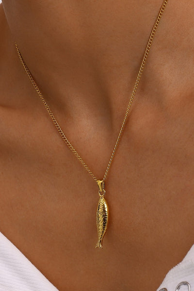 18K STAINLESS STEEL TARNISH FREE FISH NECKLACE | 40NK9481