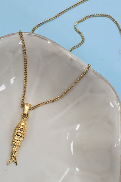 18K STAINLESS STEEL TARNISH FREE FISH NECKLACE | 40NK9481
