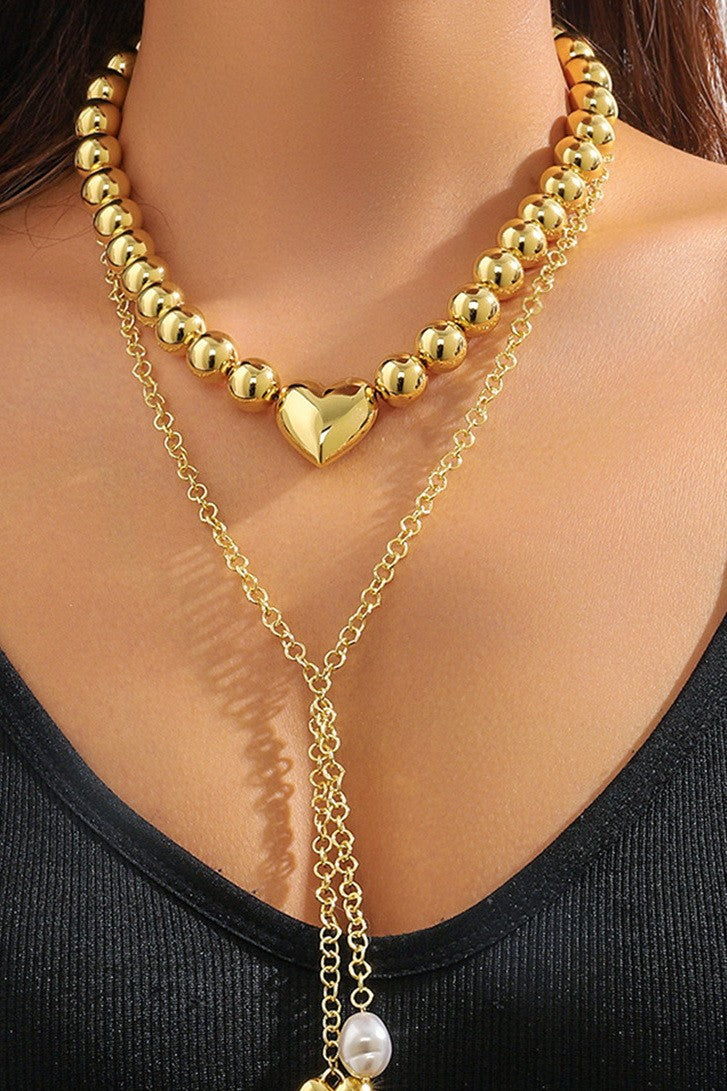 PUFFY HEART BALL CHAIN NECKLACE | 40NK9484