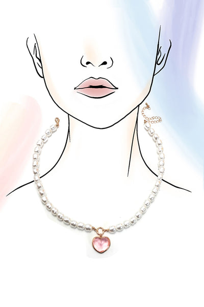 HEART PENDANT PEARL CHAIN NECKLACE | 80N91743