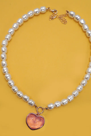 HEART PENDANT PEARL CHAIN NECKLACE | 80N91743