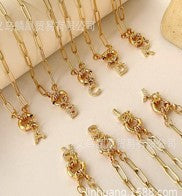 18K STAINLESS STEEL RHINESTONE INITIAL NECKLACE | 40NK9486