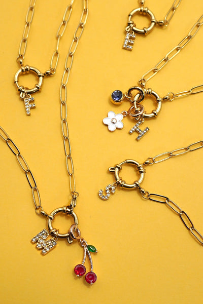 18K STAINLESS STEEL RHINESTONE INITIAL NECKLACE | 40NK9486