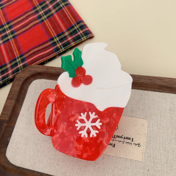 CHRISTMAS TREE SANTA SNOWMAN HAIR CLAW CLIPS | 40H939