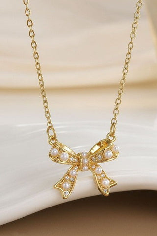 18K STAINLESS STEEL TARNISH FREE BOW NECKLACE | 40NK9492