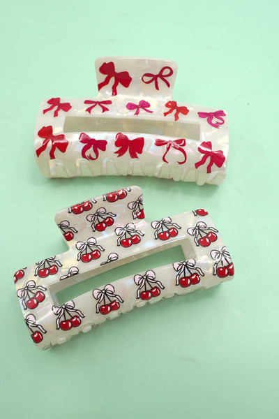 CUTEST BOW CHERRY HAIR CLAW CLIPS | 40H941