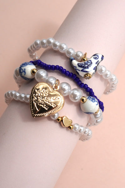 BLUE CERAMIC PORCELAIN BOW MULTI LAYER BRACELET | 40B5164