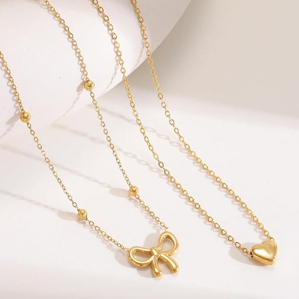 18K STAINLESS STEEL TARNISH FREE BOW NECKLACE | 40NK9500