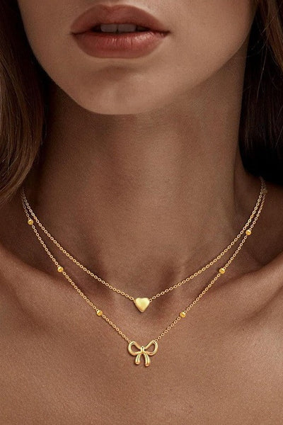 18K STAINLESS STEEL TARNISH FREE BOW NECKLACE | 40NK9500