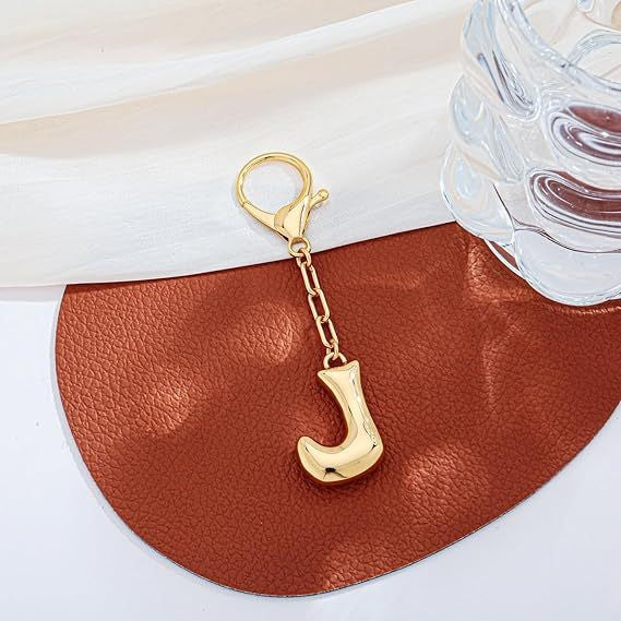 Bubble Letter Monogram Bag Charm Key Chain | 40KC161