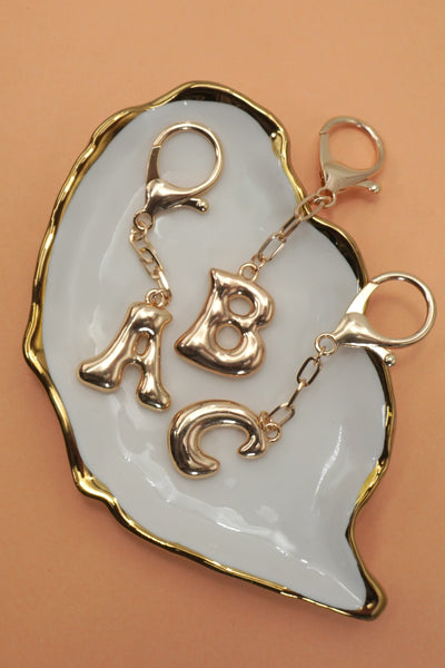 Bubble Letter Monogram Bag Charm Key Chain | 40KC161