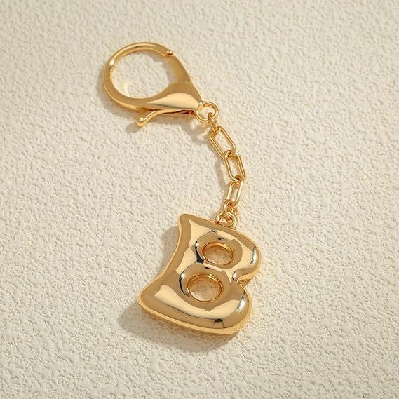 Bubble Letter Monogram Bag Charm Key Chain | 40KC161